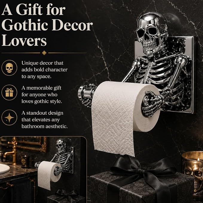 Skeleton Toilet Paper Holder, Funny Tissue Holder Skull Wall Mount(Buy 2, save $3.9)