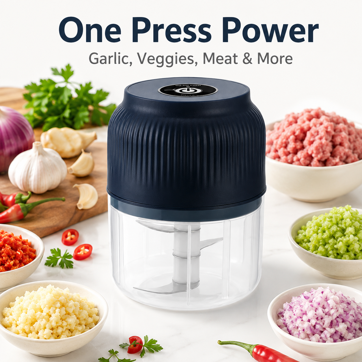 Mini Electric Food Chopper – One-Press Garlic & Veggie Prep 🍳🥕🧄