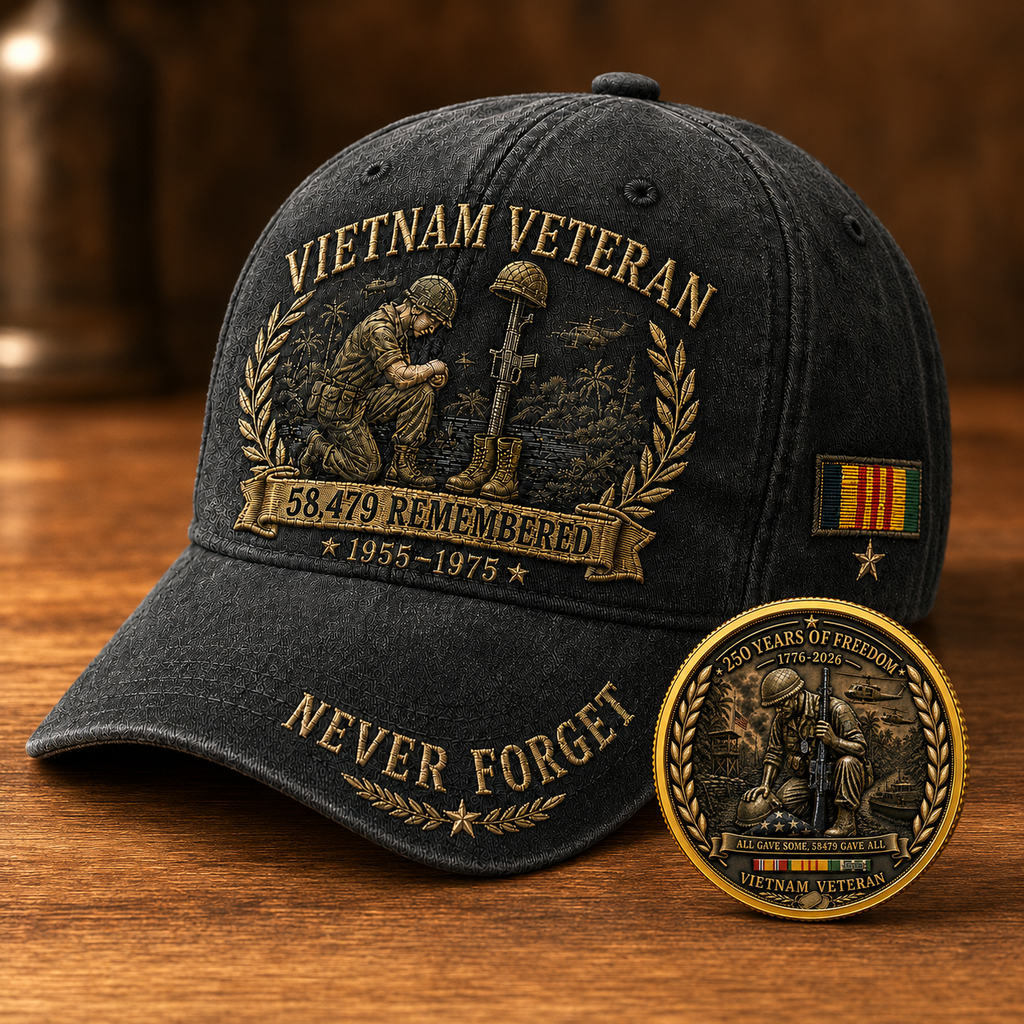 Vietnam Veteran 58,479 Remembered Cap 🎁 Free Double-Sided Honor Coin With Every Cap Purchase