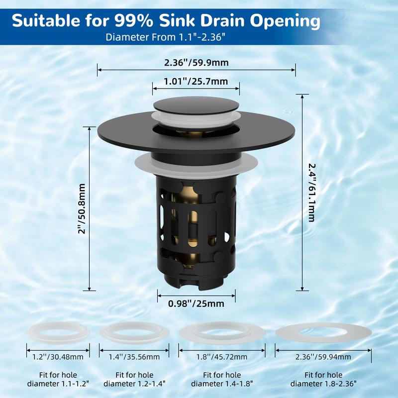 Upgraded 3-in-1 Bathroom Sink Drain Strainer Bathroom Accessories Set