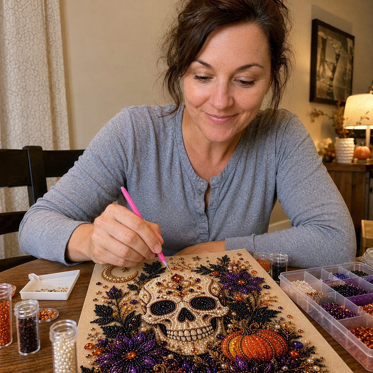 Halloween Pearl Art DIY Kit – Turn Tiny Pearls into Spooky-Cute Magic