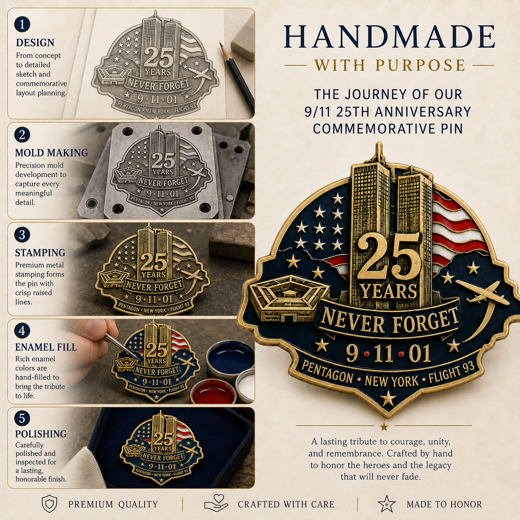 🕯️ 9/11 "New York • Pentagon • Flight 93" 25th Anniversary Remembrance Pin