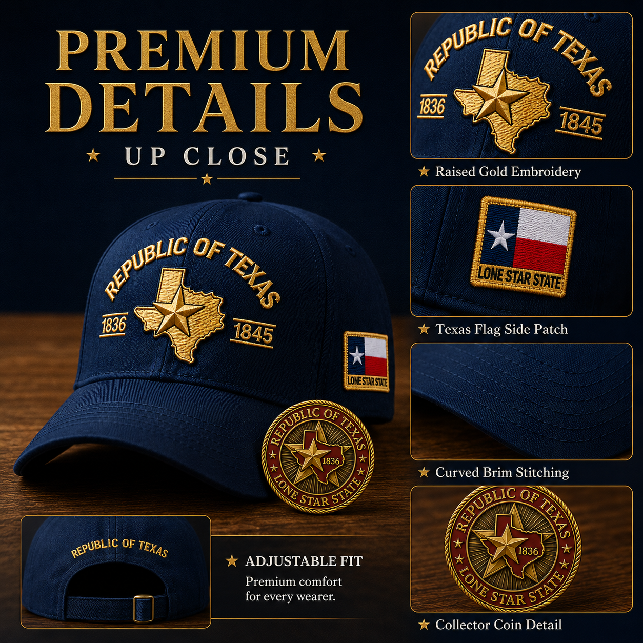 Republic of Texas Embroidered Cap