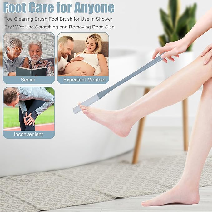🔥(2PCS/ SET) Long Handled Silicone Toe Crevice Cleaning Brush & Exfoliating Brush