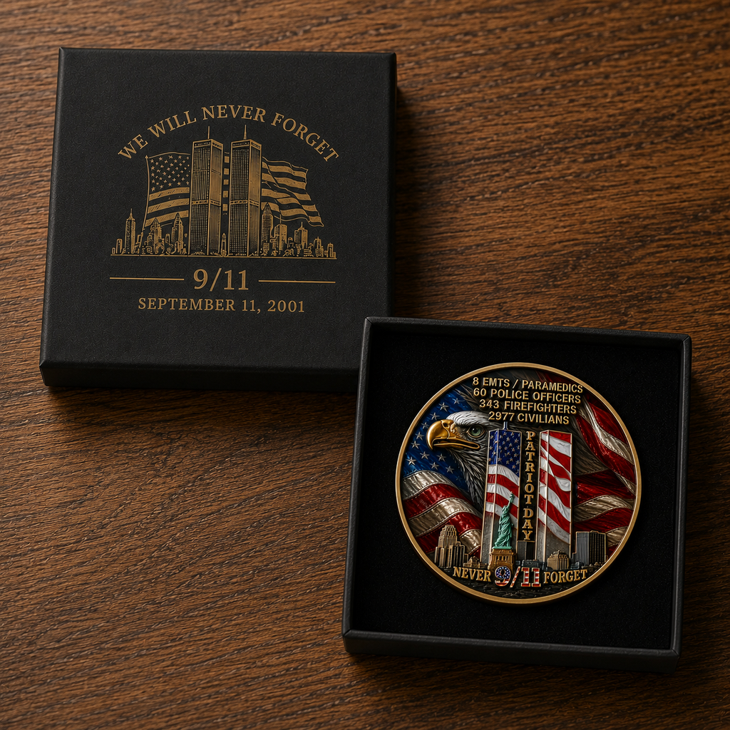 Never Forget 25th Anniversary Challenge Coin Carry the memory. Honor the courage. Pass the story forward.