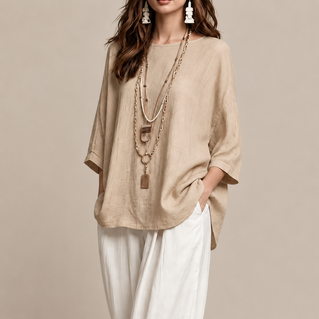 Women's Bohemian Loose Three-Quarter Sleeve Top Set