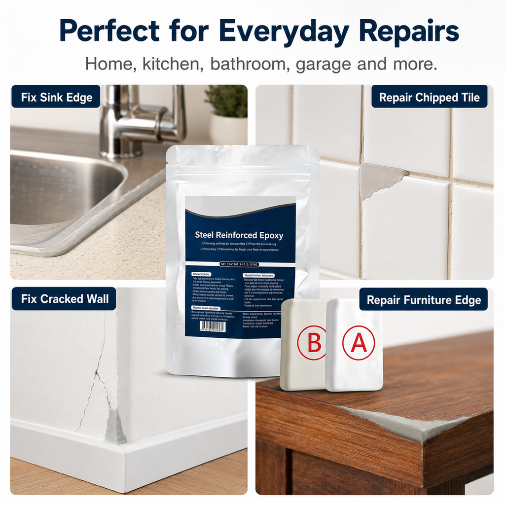 Steel Reinforced Epoxy Repair Putty — Universal Glue for Metal, Wood, Plastic