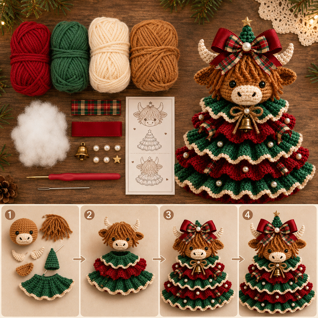 🔥Last Day 49% OFF - 🎄Crochet Animal Christmas Tree DIY Kit