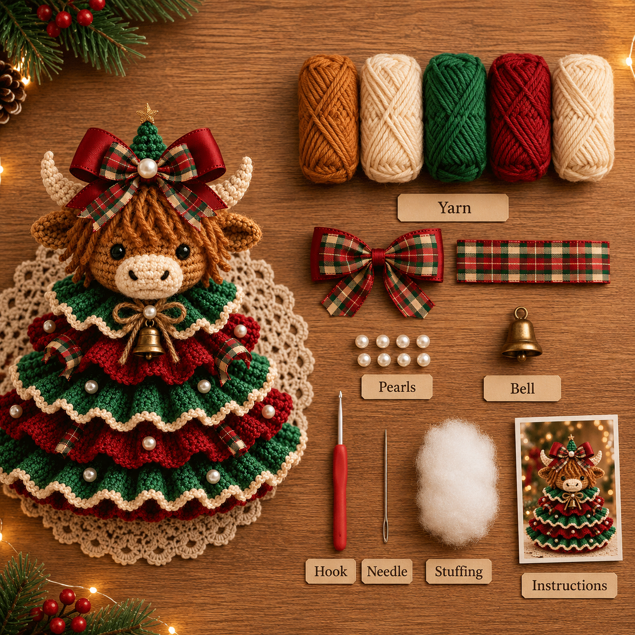 🔥Last Day 49% OFF - 🎄Crochet Animal Christmas Tree DIY Kit