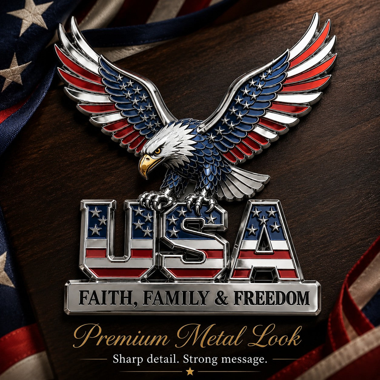 ★Handmade USA Faith, Family & Freedom★ Metal Car Emblem