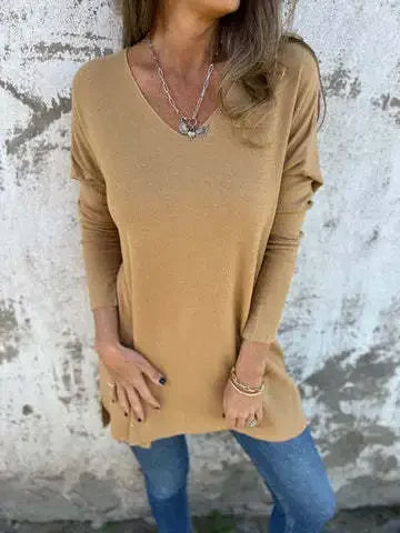 Spring Oversize Knitted Women Tops White V-neck Long Sleeve Loose Top Female Elegant Fashion Casual Trendy Ladies Clothes