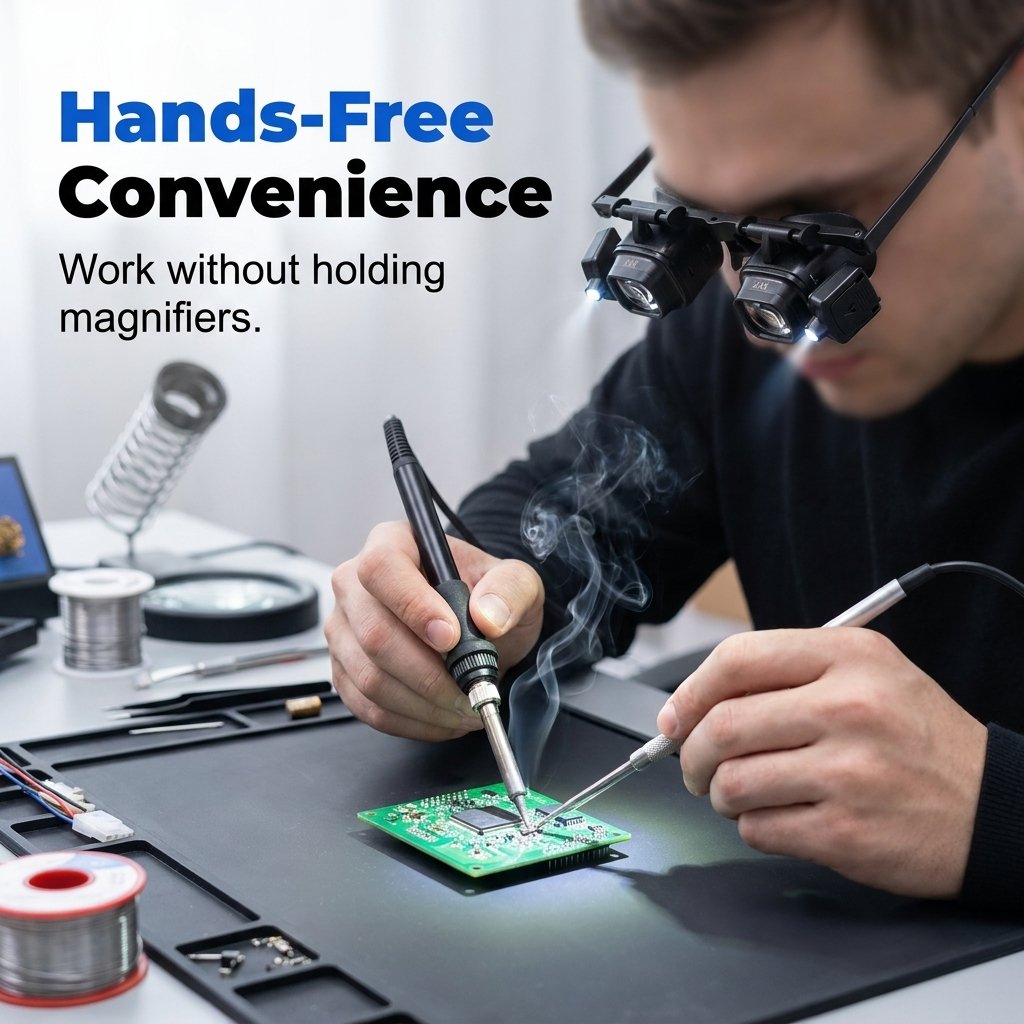 Head-Mounted Magnifier with LED Light