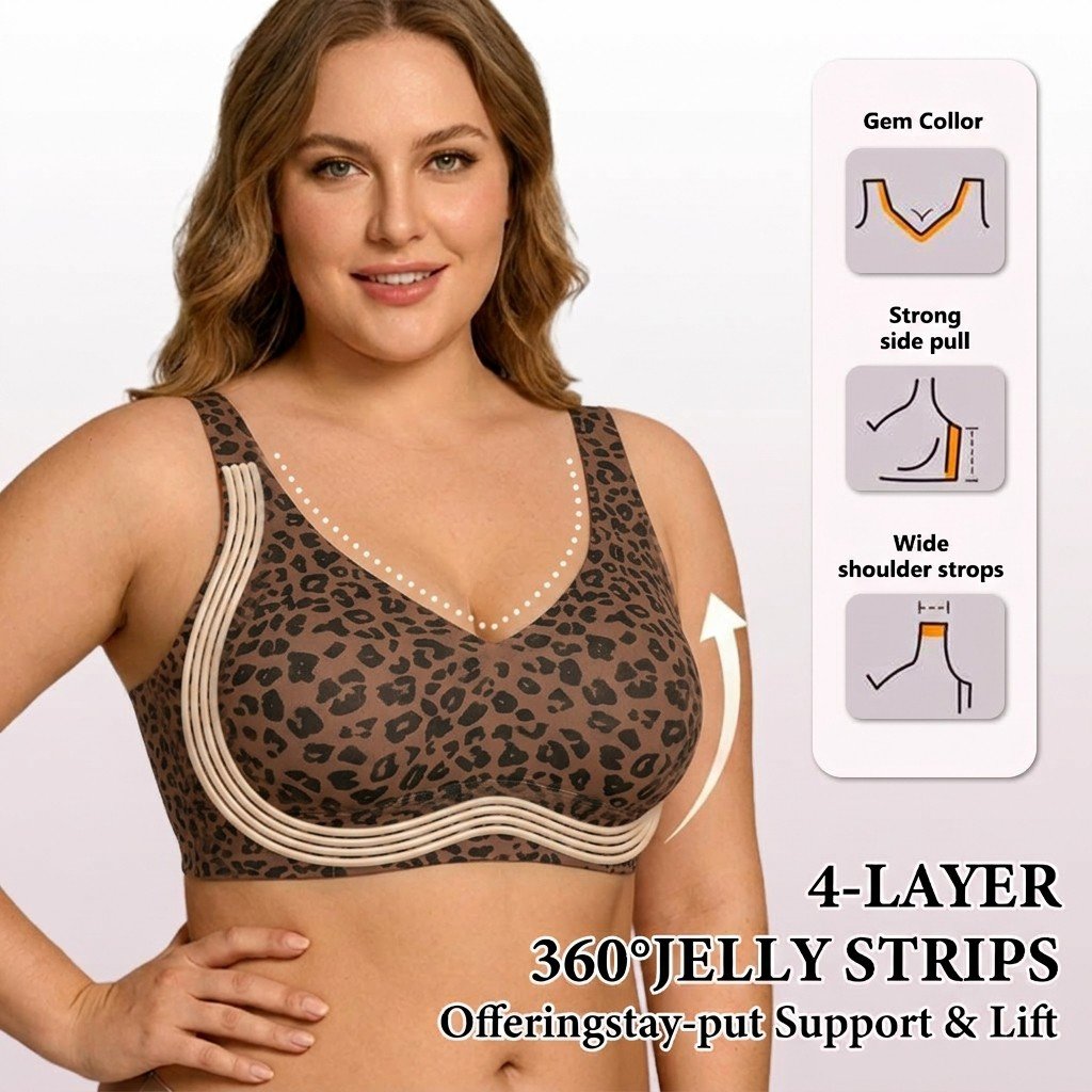Super Firming Leopard Print Jelly  Bra | Women Wirefree Bras 👍No More Sagging Breasts