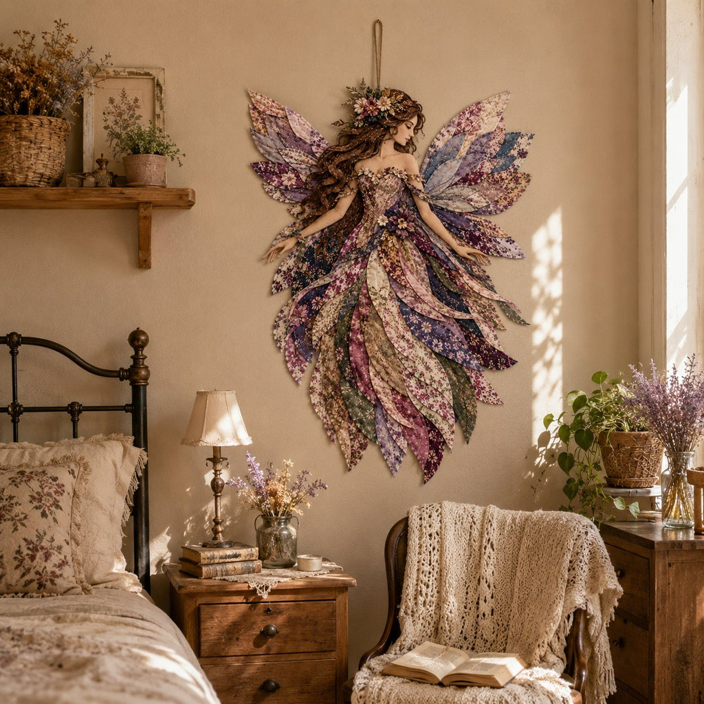 🔥LAST DAY 49% OFF-🧚‍♀️🌸 Premium Fairy Patchwork DIY Kit | High-Quality Layered Fabric with Floral Wings DIY Handmade Fantasy Wall Decor ✨