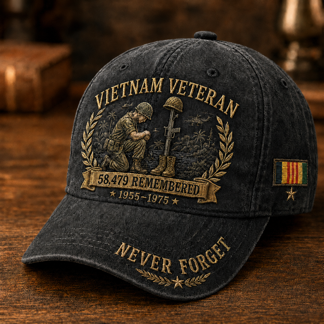 Vietnam Veteran 58,479 Remembered Cap 🎁 Free Double-Sided Honor Coin With Every Cap Purchase
