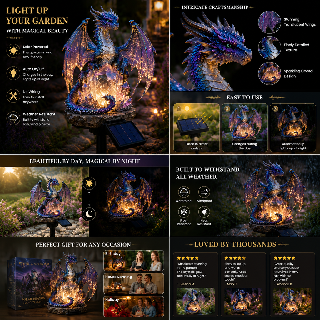 Amethyst Crystal Dragon✨️Solar Dragon Crystal Garden Light