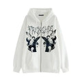 New Trendy Vintage Hip Hop Streetwear Women Hoodies Angel Dark Print Zipper Jacket Coat Hooded Top Clothes Men Women Punk Outwear
