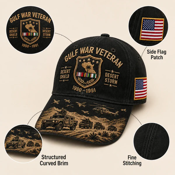 🏆Last Day Promo: 45% OFF! 🏜️ Desert Storm Veteran Commemorative Cap – Gulf War Desert Shield Veteran Hat